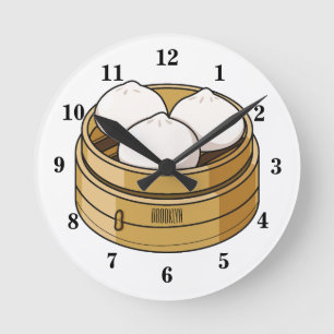 Horloge Ronde Dim sum dessin animé