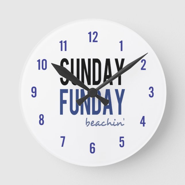 Horloge Ronde Dimanche Fête à la plage (Recto)