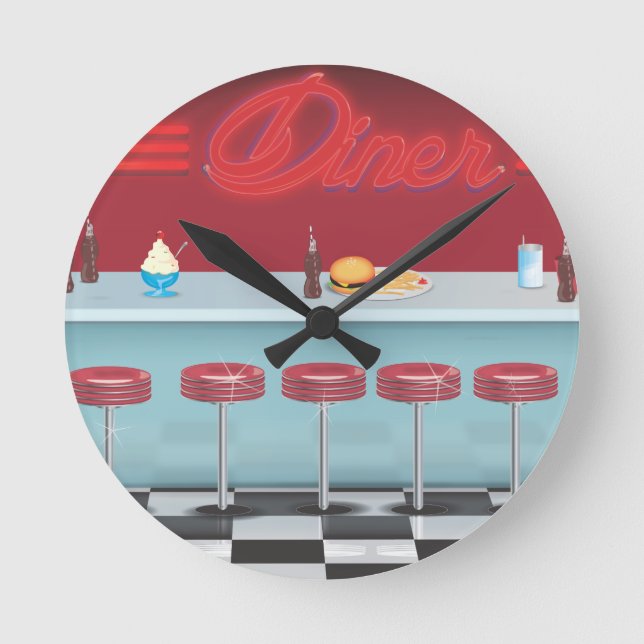 Horloge Ronde Dîner Américain Rétro (Recto)