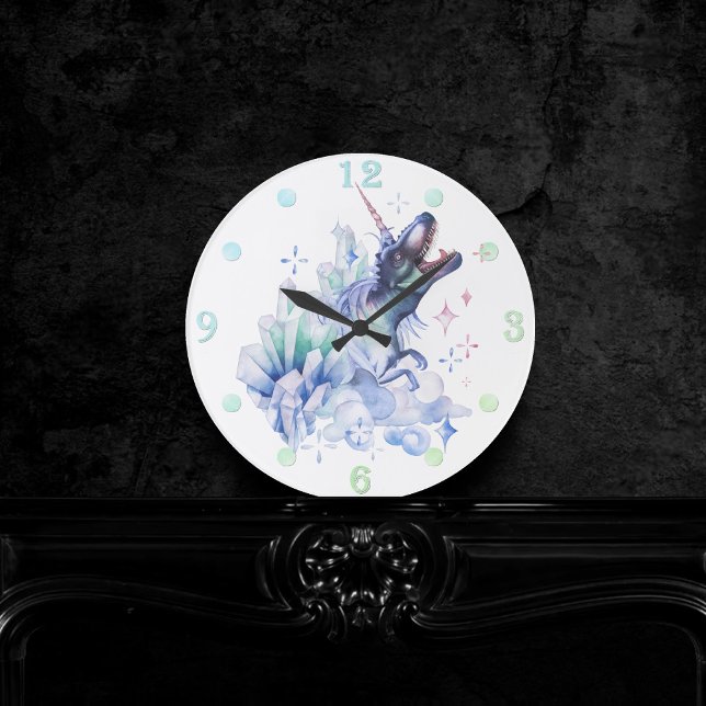 Horloge Ronde Dinocorn Crystal Dinosaur Unicorn Imaginaire Unisa (Créateur téléchargé)