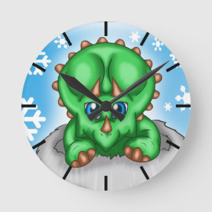 Horloge Ronde Dinosaure de Noël