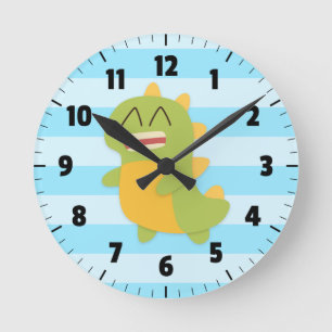 Horloge Ronde Dinosaure mignon et heureux pour la chambre d'enfa