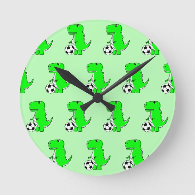 Horloge Ronde Dinosaure vert aime le motif de dessin animé de fo (Recto)