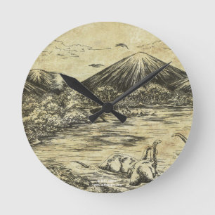 Horloge Ronde Dinosaures