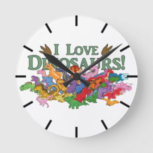 Horloge Ronde Dinosaures mignons et colorés