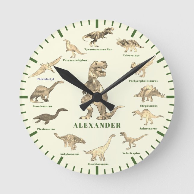 Horloge Ronde Dinosaurs with name Personalized (Recto)