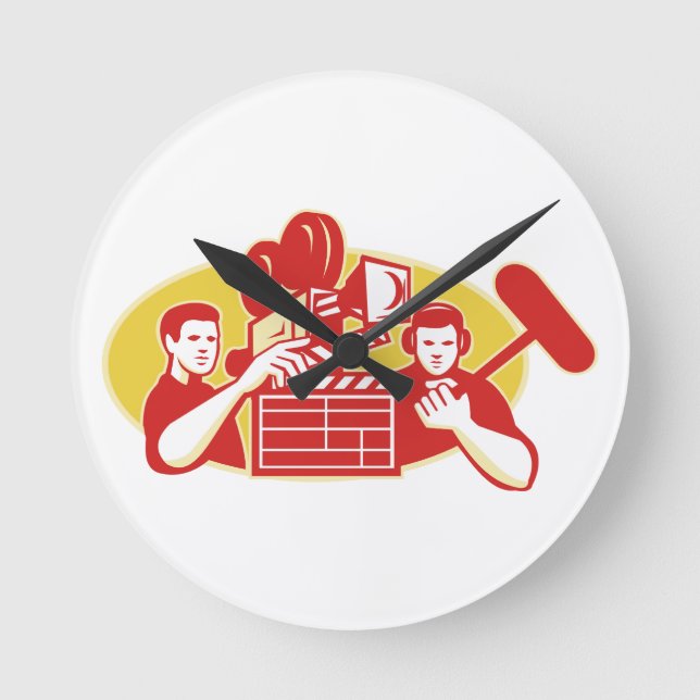 Horloge Ronde Directeur du film Movie Camera Clapper Soundman (Recto)