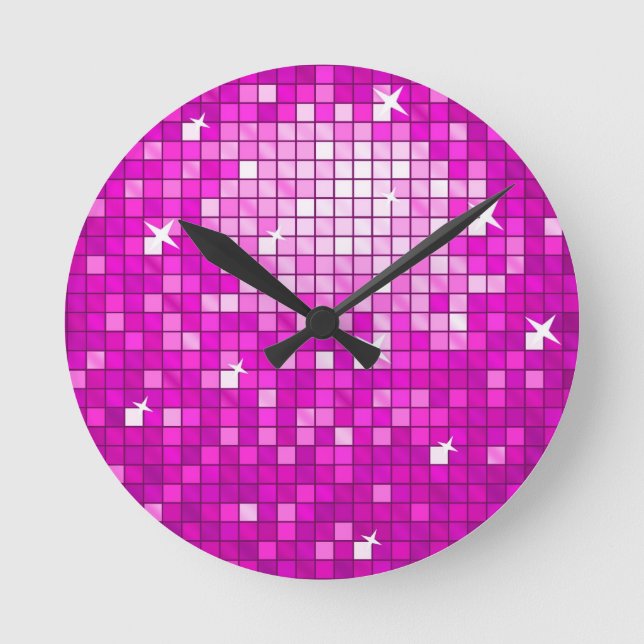Horloge Ronde Disco Tiles Pink wall clock (Recto)