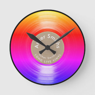 Horloge Ronde disque vinyle, un coloré