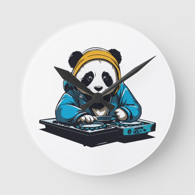 Horloge Ronde DJ Kawaii Panda (Recto)