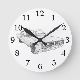 Horloge Ronde Dodge Coronet Muscle Illustration de voiture Mur H