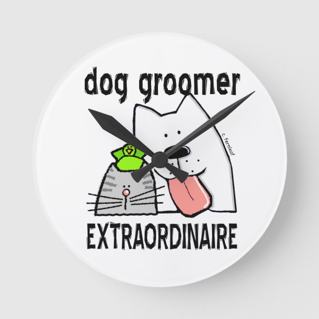 Horloge Ronde Dog Groomer Customize (Recto)