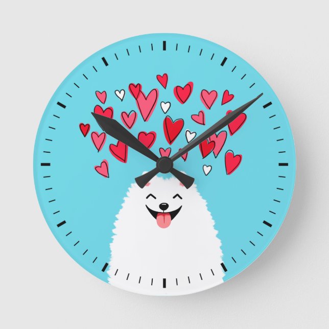 Horloge Ronde Dog with Hearts (Recto)