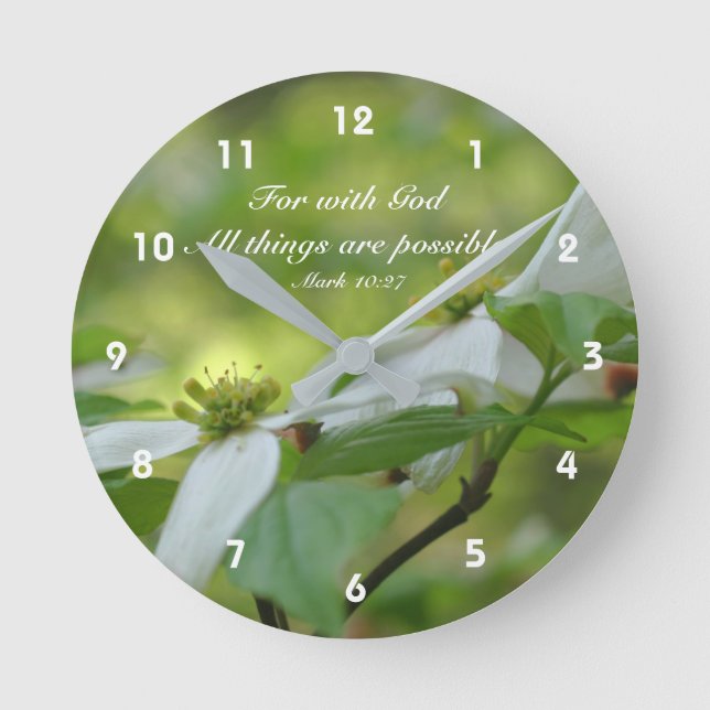 Horloge Ronde Dogwood With God Bible Quota d'inspiration (Recto)