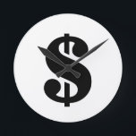 Horloge Ronde Dollar Sign | Simple Stencil Alphabet<br><div class="desc">Black dollar sign in vintage stencil style on white background.
Click on the "customize it" button to personalize the design by choosing whatever color you like and even add your own text.
Matching items are also available in store.</div>