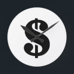 Horloge Ronde Dollar Sign | Simple Stencil Alphabet<br><div class="desc">Black dollar sign in vintage stencil style on white background.
Click on the "customize it" button to personalize the design by choosing whatever color you like and even add your own text.

Matching items are also available in store.</div>