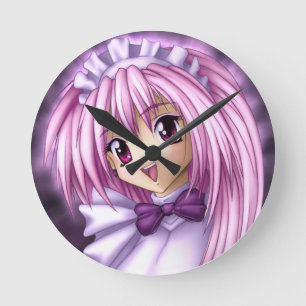 Horloge Ronde Domestique mignonne de fille d'Anime