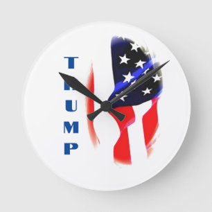 Horloge Ronde Donald Trump American Flag Pop Art