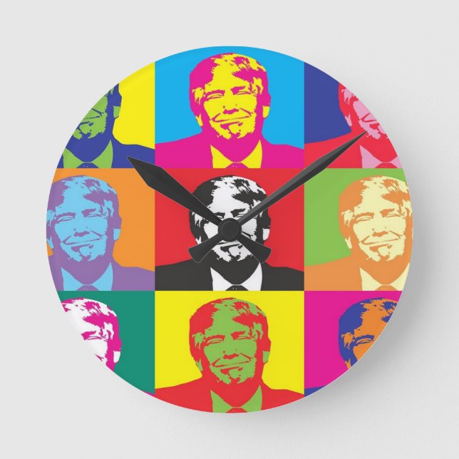 Horloge Ronde Donald Trump Pop Art (Recto)