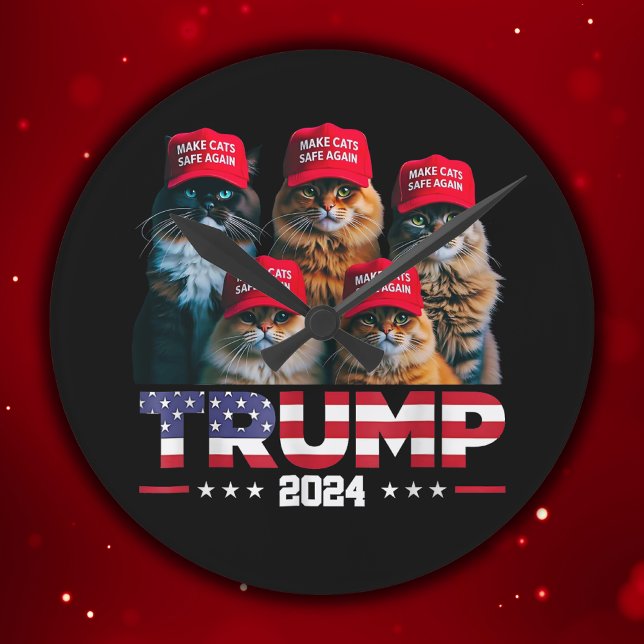 Horloge Ronde Donald Trump sécurise à nouveau les chats Casquett (Créateur téléchargé)
