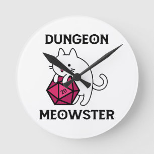 Horloge Ronde Donjon Meowster Chat Drôle