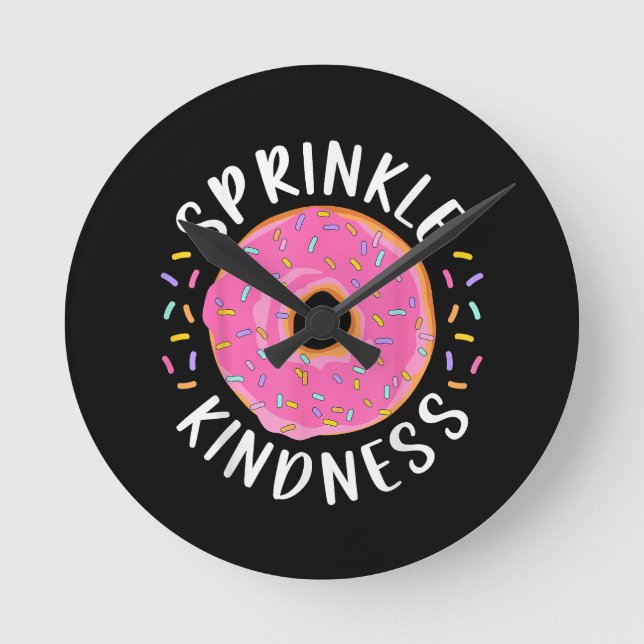 Horloge Ronde Donut Sprinkle Kindness Funny Girls Femmes Doughnu (Recto)
