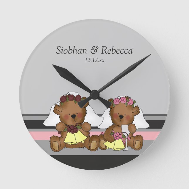 Horloge Ronde Double Bride Teddy Bears (Recto)