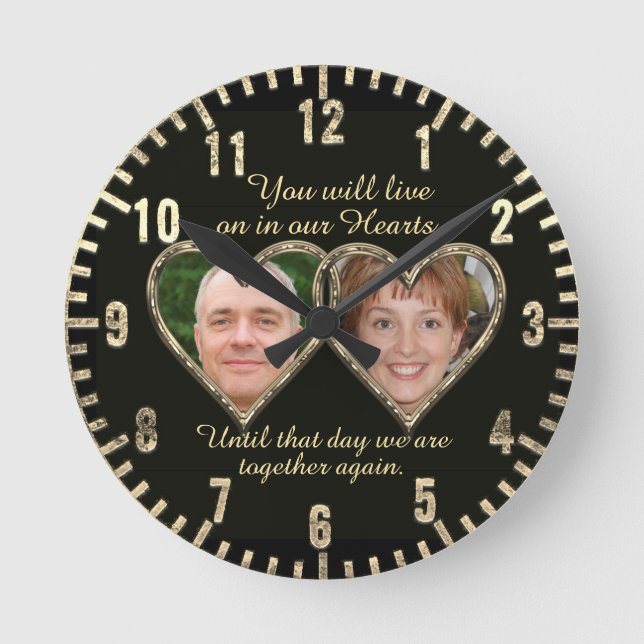Horloge Ronde Double Memorial Add Photo Keepsake (Recto)