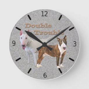 Horloge Ronde Double problème Bull Terrier