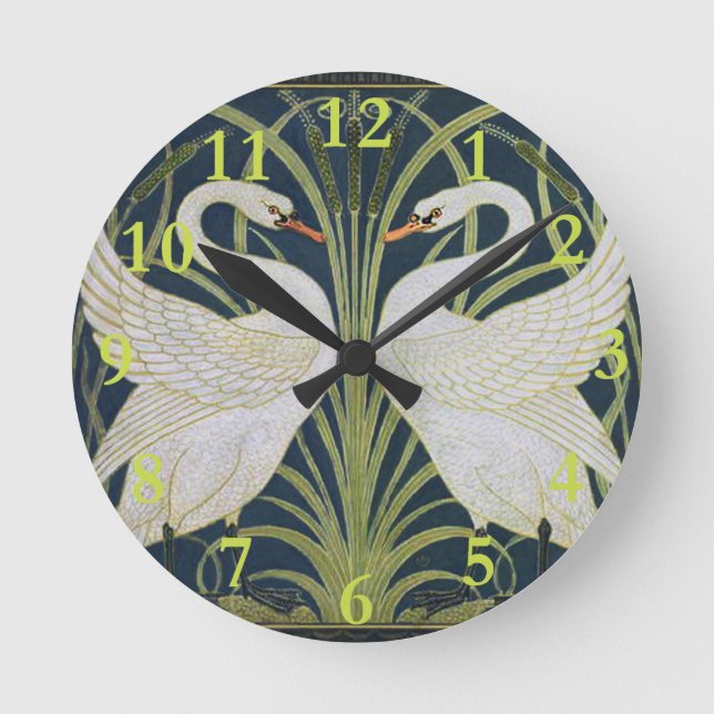 Horloge Ronde Double Swans Vintage Art Nouveau (Recto)