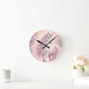 Horloge Ronde Douce Licorne pastel Fantaisiste