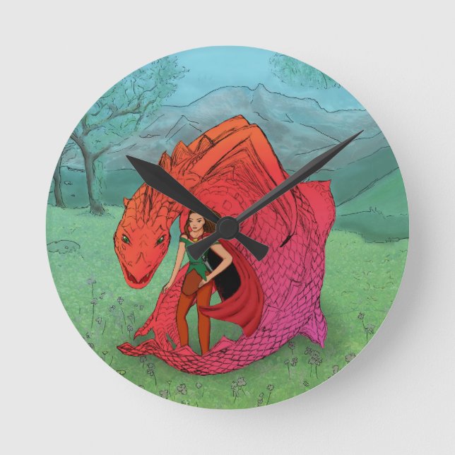 Horloge Ronde Dragon Bébé Rouge (Recto)