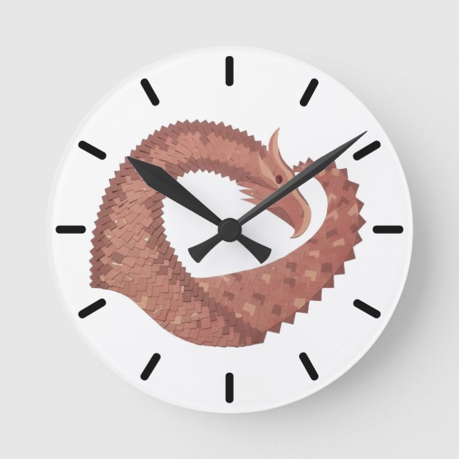 Horloge Ronde Dragon cardiaque Brown en blanc (Recto)