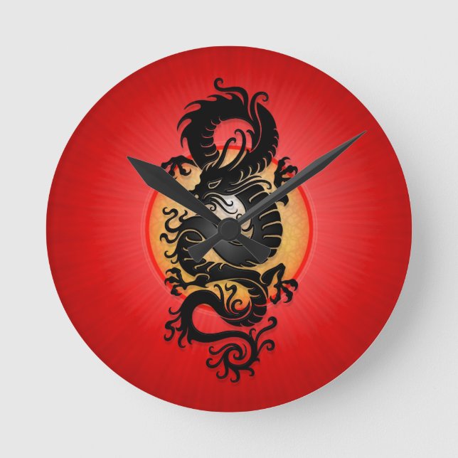Horloge Ronde Dragon chinois de Red Burst (Recto)