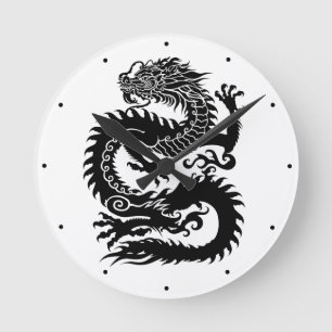 Horloge Ronde Dragon chinois traditionnel