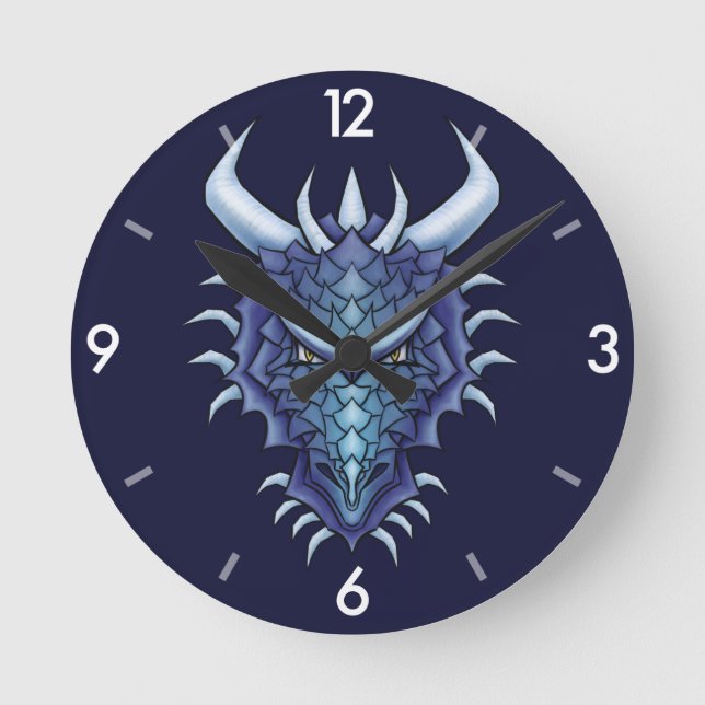 Horloge Ronde Dragon cool Art - Purple Blue Magagone Head (Recto)
