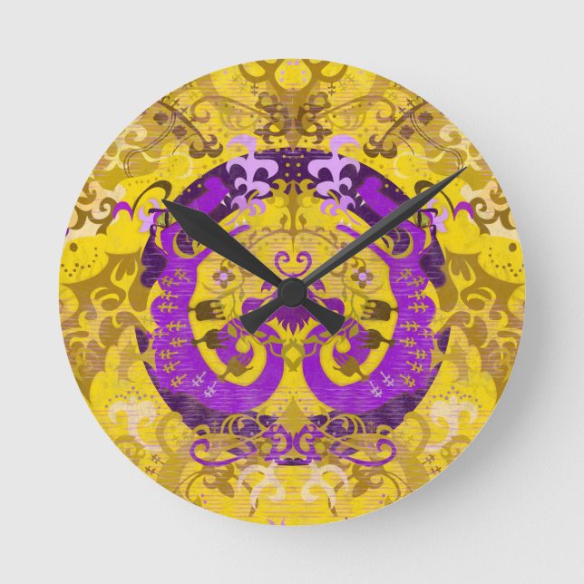 Horloge Ronde Dragon Damask (Recto)