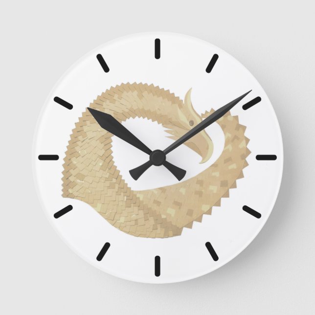 Horloge Ronde Dragon de coeur de grès sur blanc (Recto)