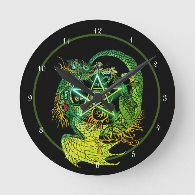 Horloge Ronde Dragon de Pentacle Art nouveau (Recto)