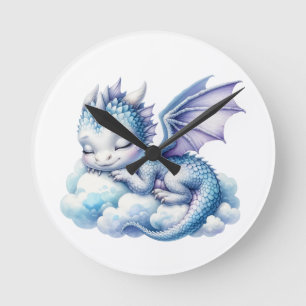 Horloge Ronde Dragon dormant pastel