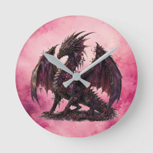 Horloge Ronde Dragon Fleur Dragon Fantastique Botanique