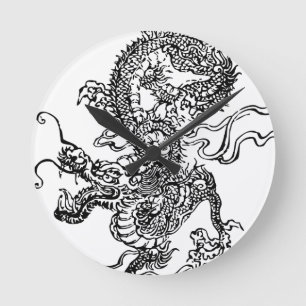 Horloge Ronde Dragon japonais - dans le style chinois