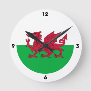 Horloge Ronde Dragon rouge d'horloge murale du Pays de Galles