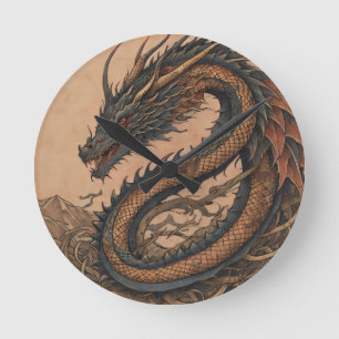 Horloge Ronde Dragon vert