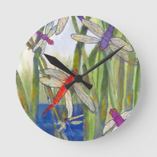 Horloge Ronde Dragonflies été