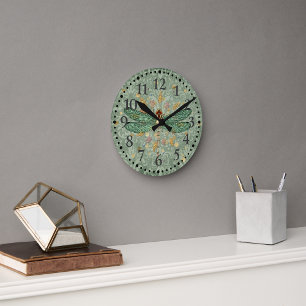 Horloge Ronde Dragonfly Green Sea