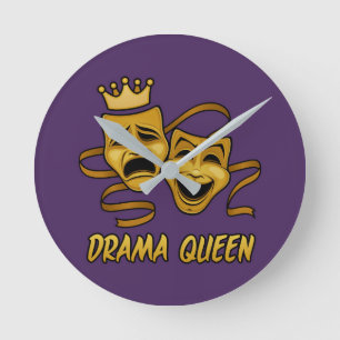 Horloge Ronde Drama Queen Comédie Et Tragédie Gold Theatre Masqu