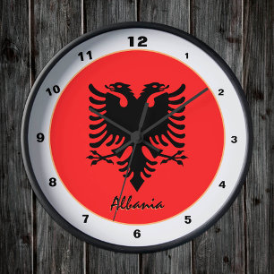Horloge Ronde Drapeau albanais & Albanie tendance Accueil / desi