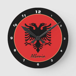 Horloge Ronde Drapeau albanais moderne & Albanie Accueil / desig