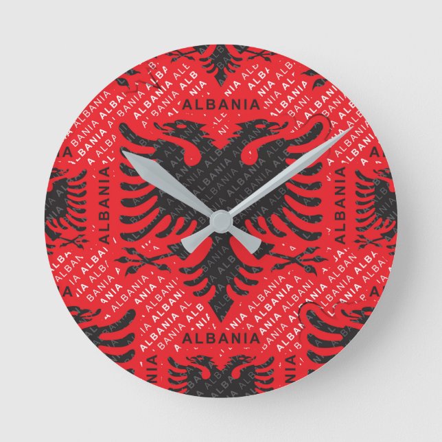 Horloge Ronde Drapeau albanais motif 2 (Recto)